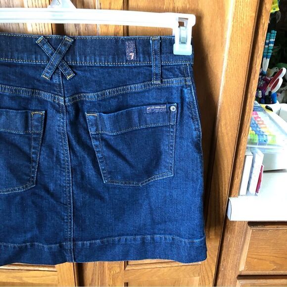 7 For All Mankind Zipper Pockets Denim Mini Skirt Blue - 26 - Picture 7 of 11